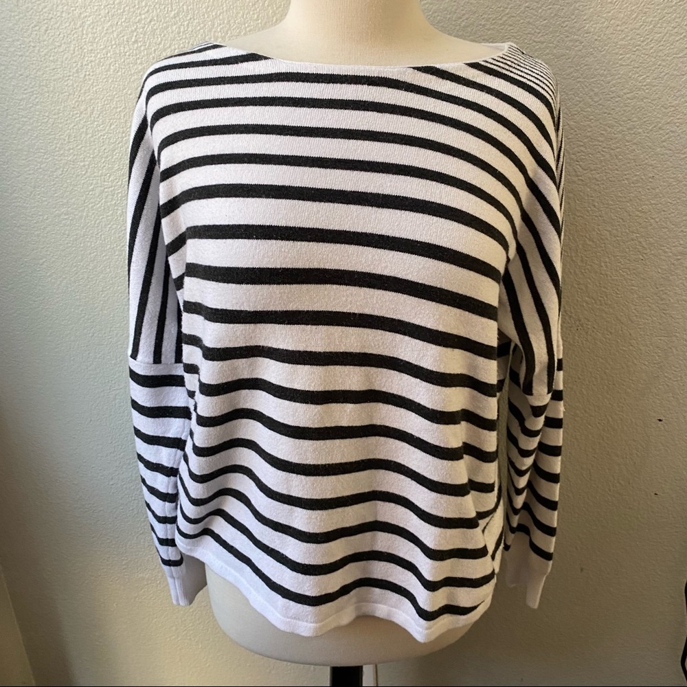french connection black white striped knit sweater